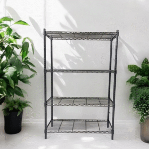 Estante de Aço Inox Super Reforçada – VGHome / 4 prateleiras reguláveis – Preto Fosco