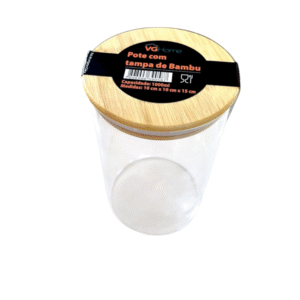 ampa de bambu natural do pote com vedação hermética