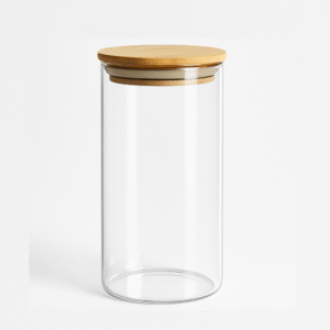 Pote de vidro com tampa de bambu 1500ml para armazenagem